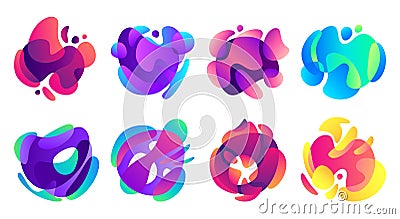 Organic fluid shapes. Colorful gradients shape, liquid blur and blurred color form isolated abstract vector illustration Vector Illustration