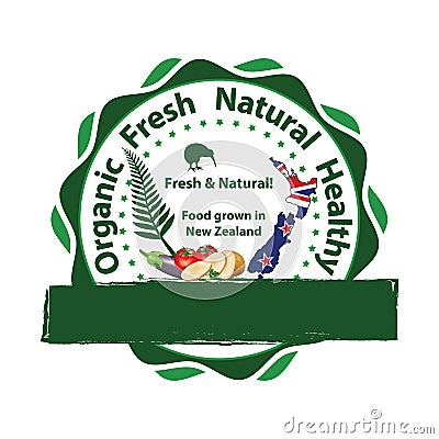 Organic food grown in New Zealand Vector Illustration