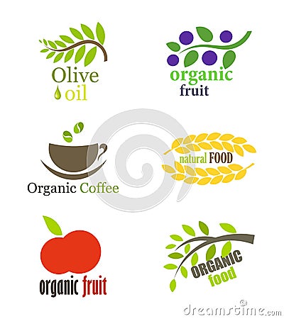 Organic food labels Cartoon Illustration
