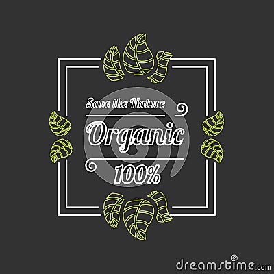 Organic food outline banner or icon Vector Illustration