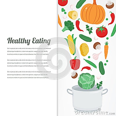 Organic food. Vegetable food icons. Healthy eating concept. Vector Vector Illustration