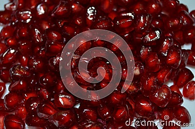 Organic Fresh Red Pomegranate Seeds Stock Photo