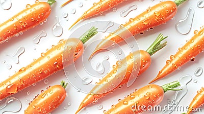 Organic fresh ripe carrots on white background with water drops Stock Photo