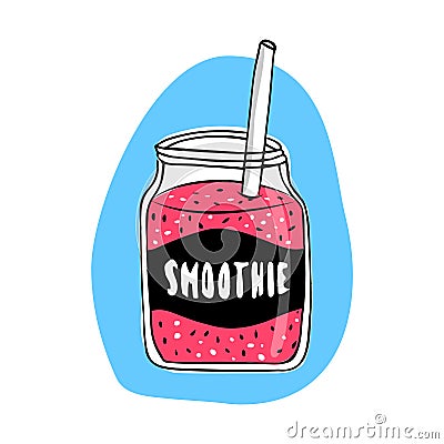 Organic fresh smoothie cocktail drink Cartoon Illustration