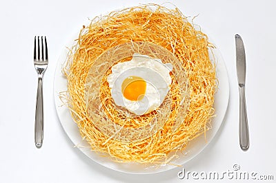 Organic fried eggs Stock Photo