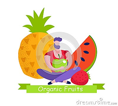 Organic Fruits Banner, Natural Eco Food Choice Vector Illustration