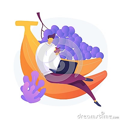 Organic fruits eating vector concept metaphor. Vector Illustration