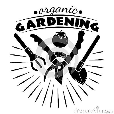 Organic gardening logo, simple style Vector Illustration