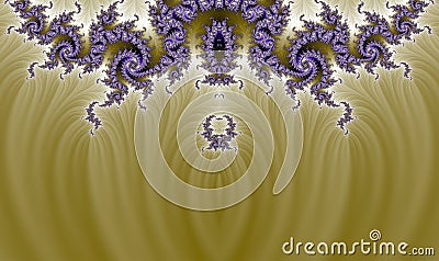 Organic Gold Purple Intricate Fractal Pano Background Stock Photo