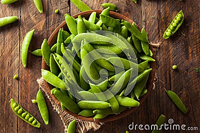 Organic Green Sugar Snap Peas Stock Photo