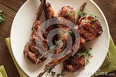 Organic Grilled Lamb Chops Stock Photo