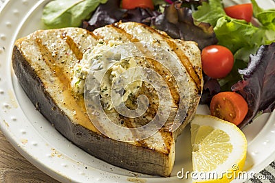 Organic Grilled Swordfish Steak Stock Photo