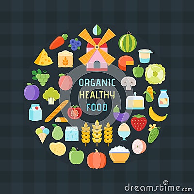 Organic healthy food banner Vector Illustration