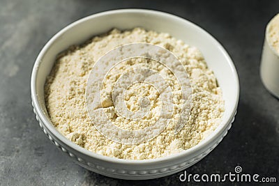 Organic Healthy Vanilla Whey Protein Powder Stock Photo