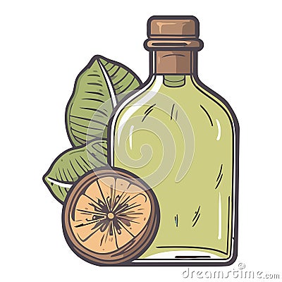 Organic herb infused oil, a healthy gourmet ingredient Vector Illustration