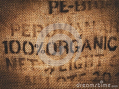 Organic hessian coffee bag Stock Photo