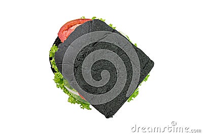 Organic homemade sandwiches charcoal black bread isolated on white background Stock Photo