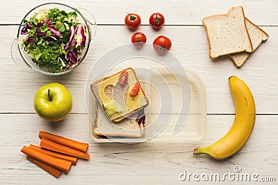 Preapring healthy snacks on white rustic wood Stock Photo