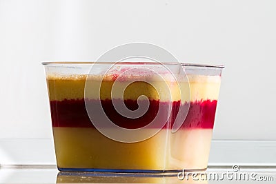 Organic juice showing the layers from the fruits and vegetables Stock Photo