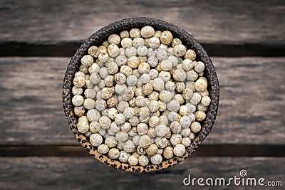 Organic kampot dried white pepper corns in cambodia Stock Photo