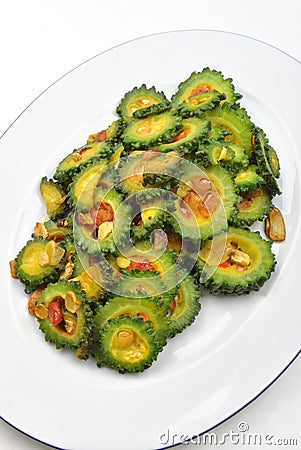 Organic karela salad on a plate Stock Photo