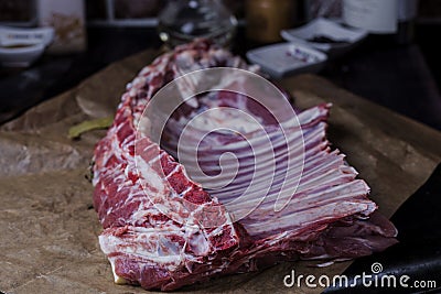 Organic lamb ribs Stock Photo