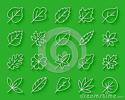 Organic Leaf simple paper cut icons vector set Vector Illustration