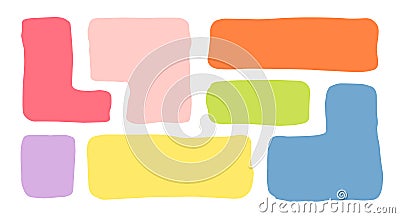 Organic Liquid Rectangle Frame Shapes Set. Hand Drawn Abstract Vector Fluid Square Blobs. Wavy Irregular Flat Text Box Vector Illustration
