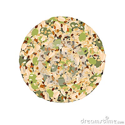 Organic crispbread made from dried flax, pumpkin, sesame, and sunflower seeds isolated on white. Vector illustration Vector Illustration