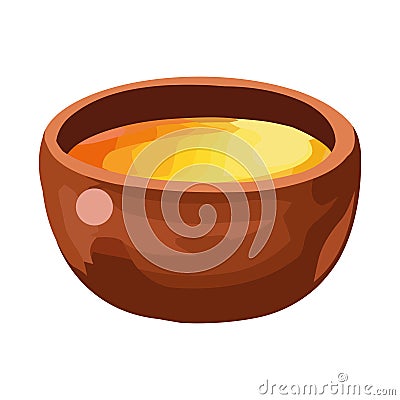 Organic meal in earthenware bowl Vector Illustration
