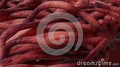Organic Monster Tentacles Organic Curvy Bunch Pink 3D Rendering Image Abstract Background Cartoon Illustration