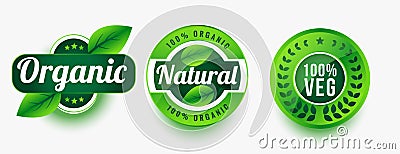 Organic natural veg product labels set design Stock Photo