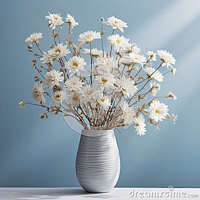 Organic Nature-inspired White Daisy Arrangement In A Vase Stock Photo