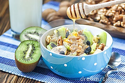 Organic oatmeal porridge. Stock Photo