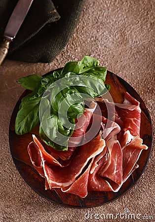 organic parma ham dry cured jamon Stock Photo