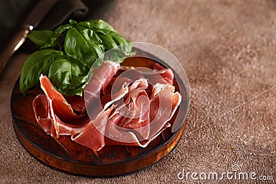 organic parma ham dry cured jamon Stock Photo