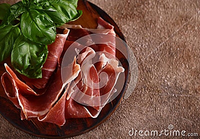 organic parma ham dry cured jamon Stock Photo