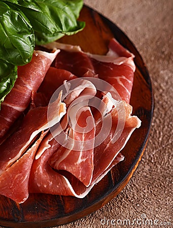 organic parma ham dry cured jamon Stock Photo