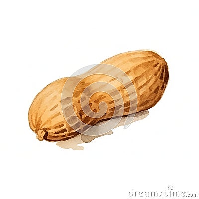 Organic Peanut Nuts Square Watercolor Illustration. Stock Photo