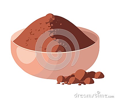 Organic powder cinnamon seasoning in bowl Vector Illustration