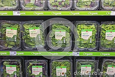 Organic Produce Shelf in Save on Foods Grocery Store Editorial Stock Photo