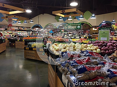 Organic produce for sale at grocery store inside Editorial Stock Photo