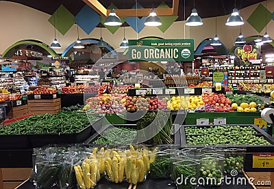 Organic produce for sale at grocery store Editorial Stock Photo