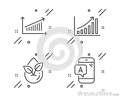 Organic product, Chart and Graph chart icons set. Ab testing sign. Leaf, Growth report, Phone test. Vector Vector Illustration