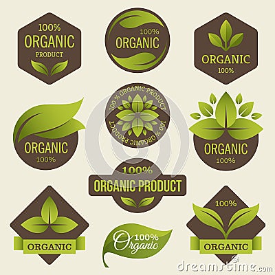 Organic products labels Vector Illustration