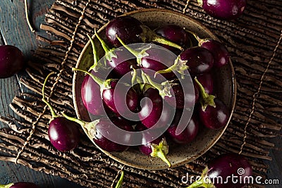Organic Raw Baby Indian Eggplants Stock Photo