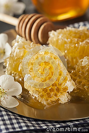 Organic Raw Golden Honey Comb Stock Photo