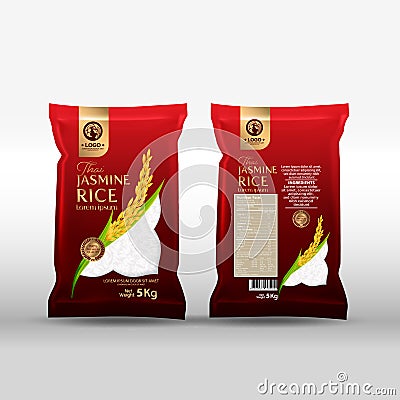 Rice Package Mockup Thailand food Products, vector illustration Vector Illustration