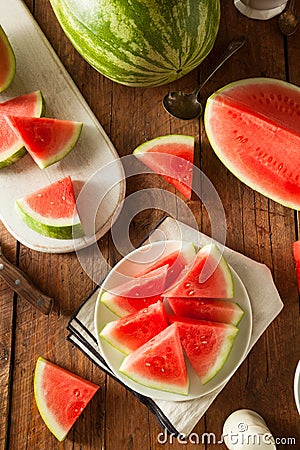 Organic Ripe Seedless Watermelon Stock Photo