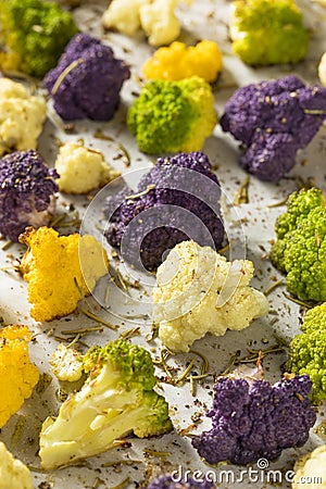 Organic Roasted Colorful Cauliflower Stock Photo